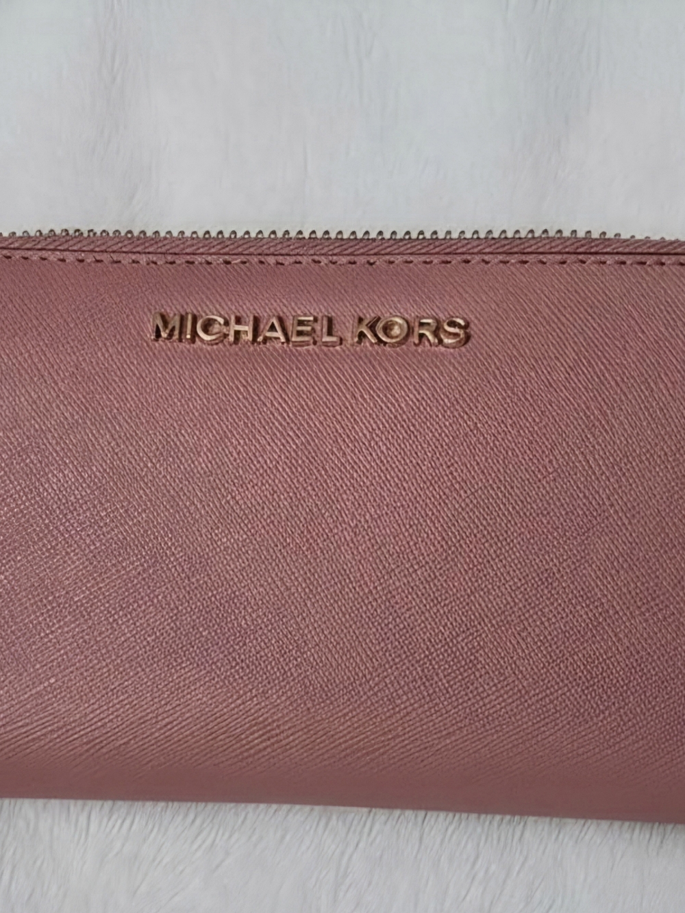 Michael Kors Women's Pink Saffiano Leather Zip Wallet